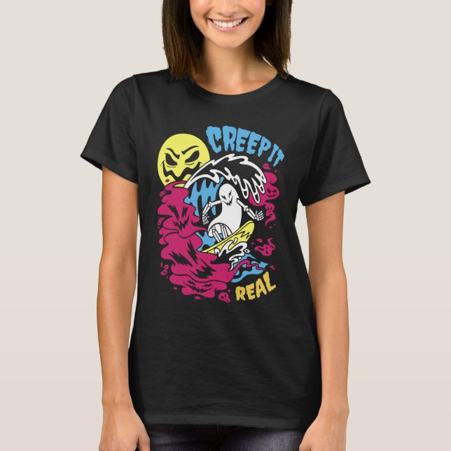 Creep It Real Halloween Men Women Kids Surfing Gho T-Shirt (Front)