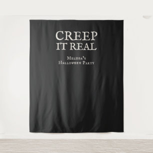 Creep it Real Halloween Party Black Tapestry