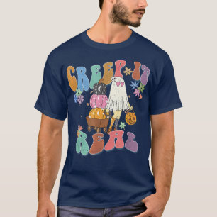 Creep It Real Halloween, Retro Groovy Ghost Trick T-Shirt