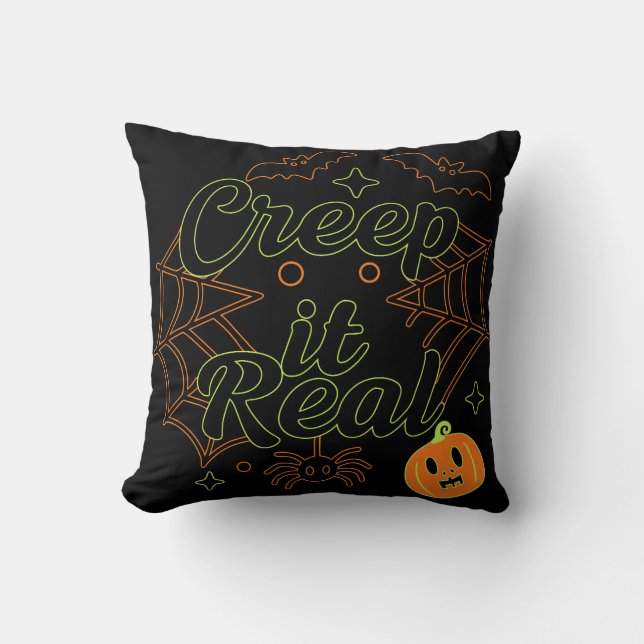 Creep It Real Halloween Tee Cushion (Front)