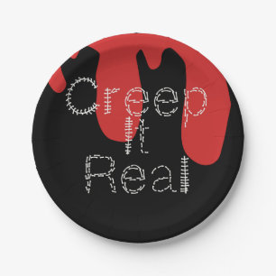 Creep it Real Hand Drawn Font Blood Halloween   Paper Plate