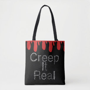 Creep it Real Hand Drawn Font Blood Halloween   Tote Bag