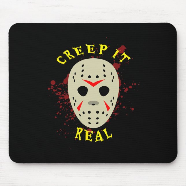 Creep It Real Hockey Mask Halloween Horror  Mouse Mat (Front)