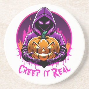 Creep it Real, Horror Halloween illustration Coaster