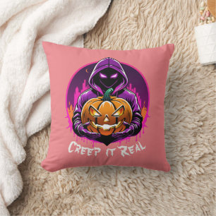 Creep it Real, Horror Halloween illustration Cushion