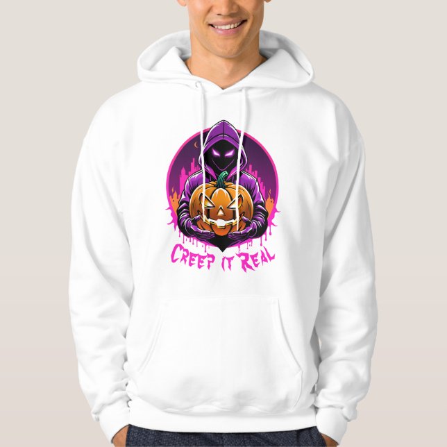 Creep it Real, Horror Halloween illustration Hoodie (Front)