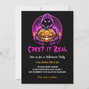 Creep it Real, Horror Halloween illustration Invitation