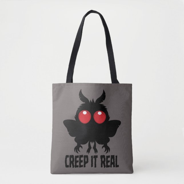Creep It Real Mysterious Mothman Cryptid Tote Bag (Front)