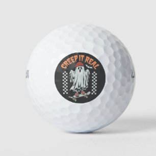 Creep It Real Retro Halloween Skate Ghost Golf Balls