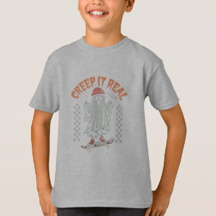 Creep It Real Retro Halloween Skate Ghost T-Shirt