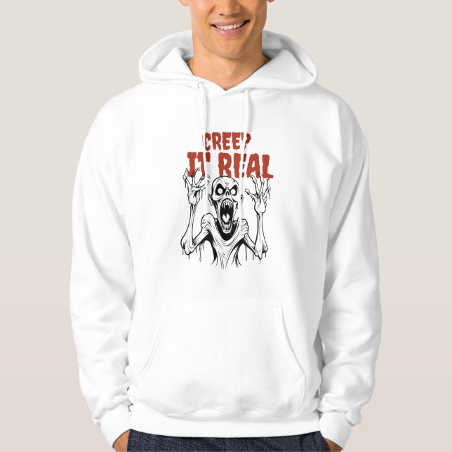 CREEP IT REAL: Retro Horror Aesthetic Halloween Hoodie (Front)