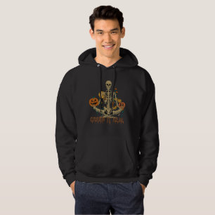 CREEP IT REAL scary Halloween skeleton pumpkin Hoodie