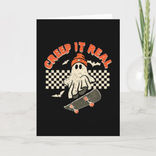 Creep It Real Skateboarding Retro Halloween Ghost Card