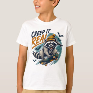 Creep It Real Skater Racoon Halloween T-Shirt