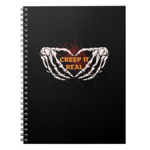 Creep It Real, Skeleton Hands Showing Heart Notebook
