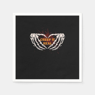 Creep It Real Skeleton Heart Hands Design Napkin