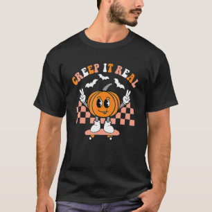 Creep It Real Spooky Season Groovy Retro Halloween T-Shirt