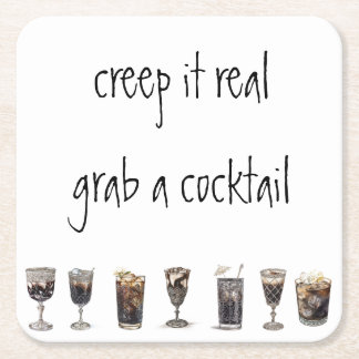 Creep it Real Square Paper Coaster
