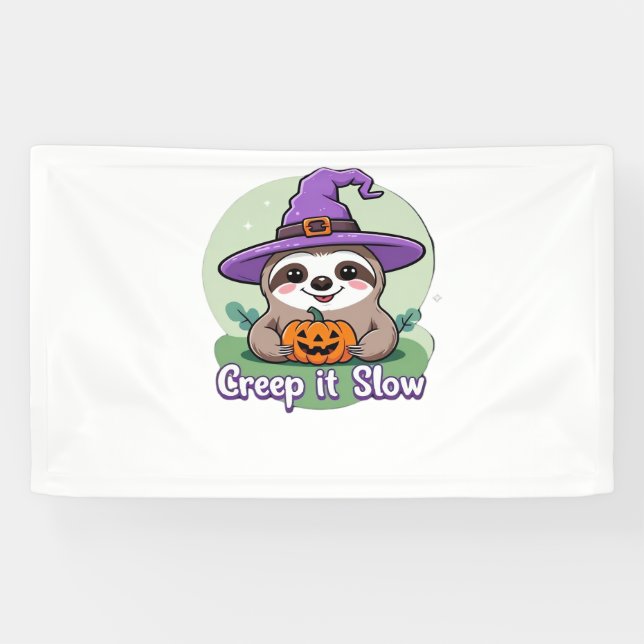 Creep It Slow – Cute Halloween Sloth Shirt with Pu Banner (Horizontal)