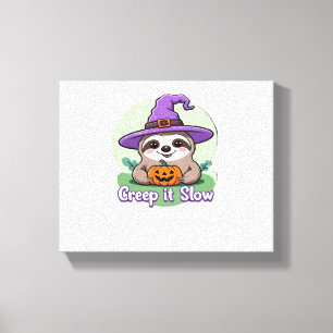 Creep It Slow – Cute Halloween Sloth Shirt with Pu Canvas Print