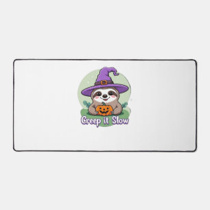Creep It Slow – Cute Halloween Sloth Shirt with Pu Desk Mat