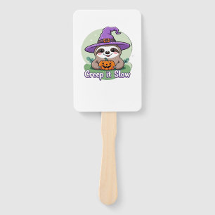 Creep It Slow � Cute Halloween Sloth Shirt with Pu Hand Fan