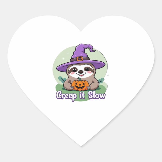 Creep It Slow � Cute Halloween Sloth Shirt with Pu Heart Sticker (Front)