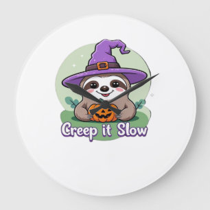 Creep It Slow � Cute Halloween Sloth Shirt with Pu Large Clock