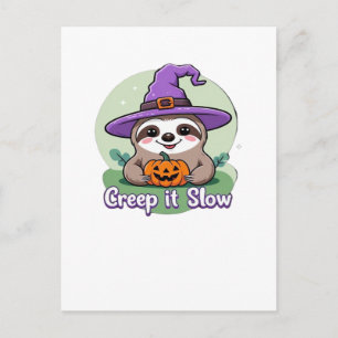 Creep It Slow � Cute Halloween Sloth Shirt with Pu Postcard