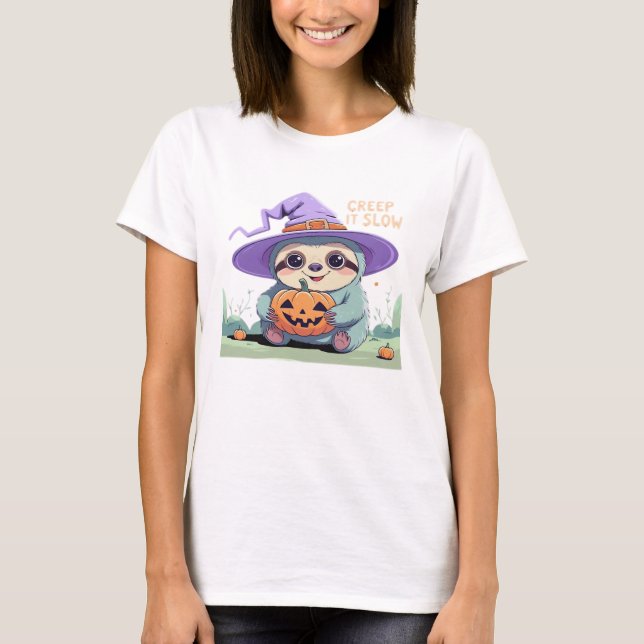Creep It Slow � Cute Sloth Halloween Shirt  Funny  (Front)