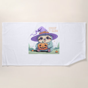 Creep It Slow – Cute Sloth Halloween Shirt Funny Beach Towel