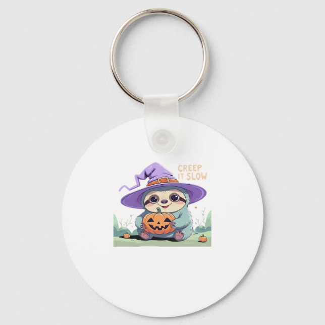 Creep It Slow � Cute Sloth Halloween Shirt  Funny  Key Ring (Front)