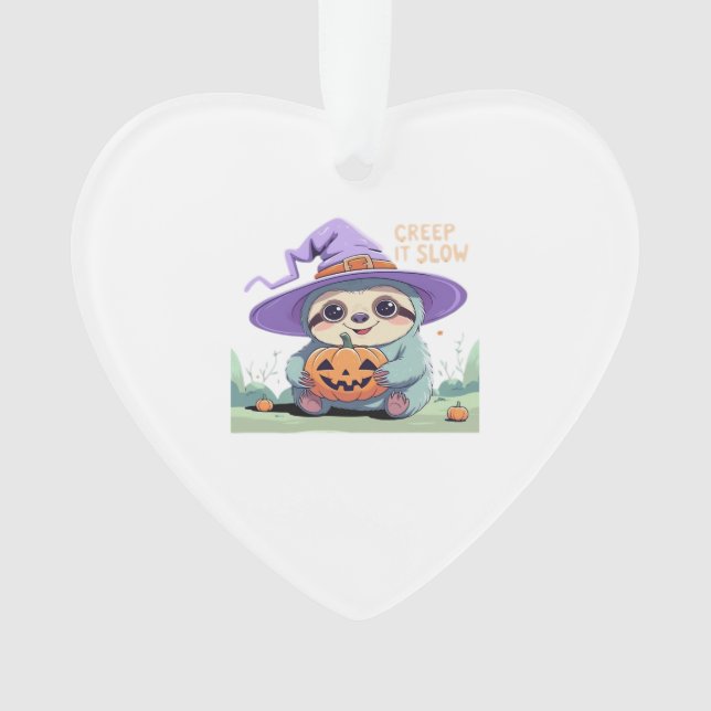 Creep It Slow � Cute Sloth Halloween Shirt  Funny  Ornament (Front)