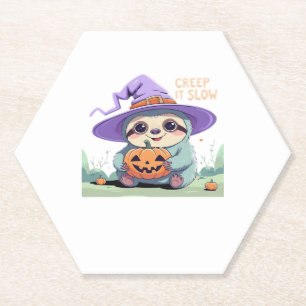 Creep It Slow � Cute Sloth Halloween Shirt  Funny  Paper Coaster