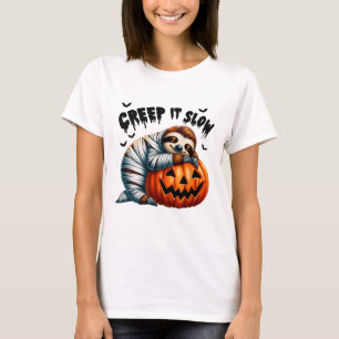 Creep It Slow Cute Sloth Mummy Jack O Lantern Hall T-Shirt