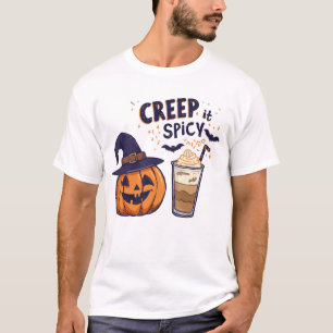 Creep It Spicy Funny Halloween Pumpkin Graphic T-Shirt