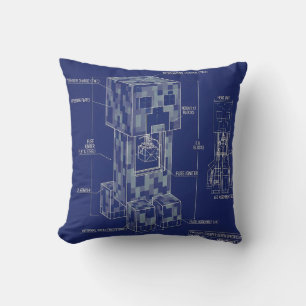 Creeper Blueprint Vintage Schematic Engineerin Cushion