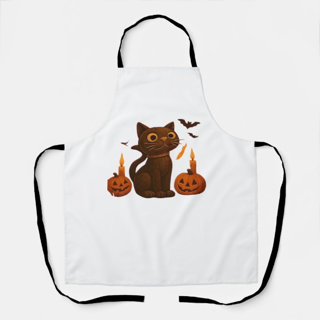 Creeper Pumpkin Cat Halloween Gift Oversized T-Shi Apron (Front)