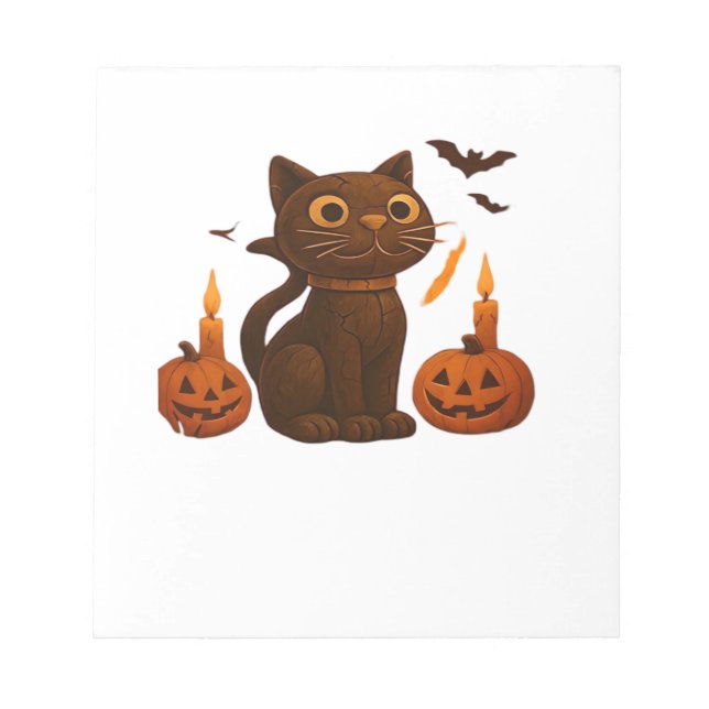 Creeper Pumpkin Cat Halloween Gift Oversized T-Shi Notepad (Front)