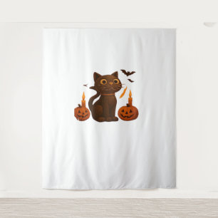 Creeper Pumpkin Cat Halloween Gift Oversized T-Shi Tapestry