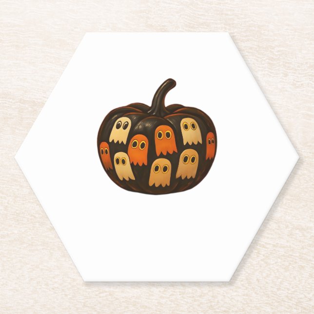 Creeper Pumpkin Ghosts Halloween Gift Classic T-Sh Paper Coaster (Front)