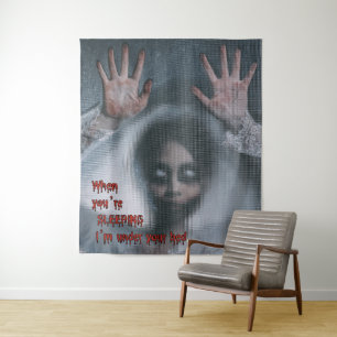 Creepie Zombie Halloween Party Backdrop Tapestry
