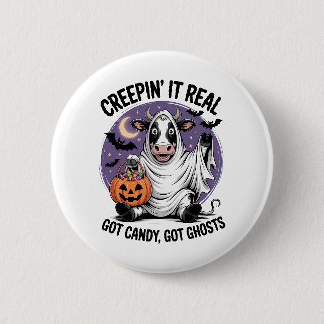 Creepin’ Cow Halloween 6 Cm Round Badge (Front)