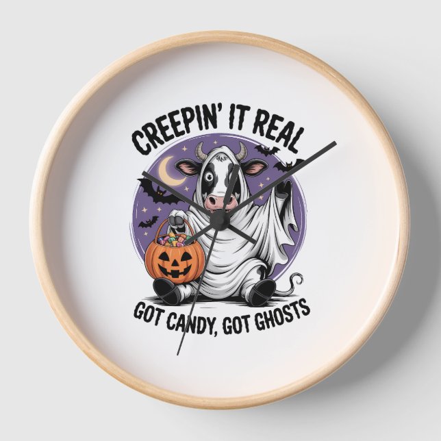 Creepin’ Cow Halloween Clock (Front)