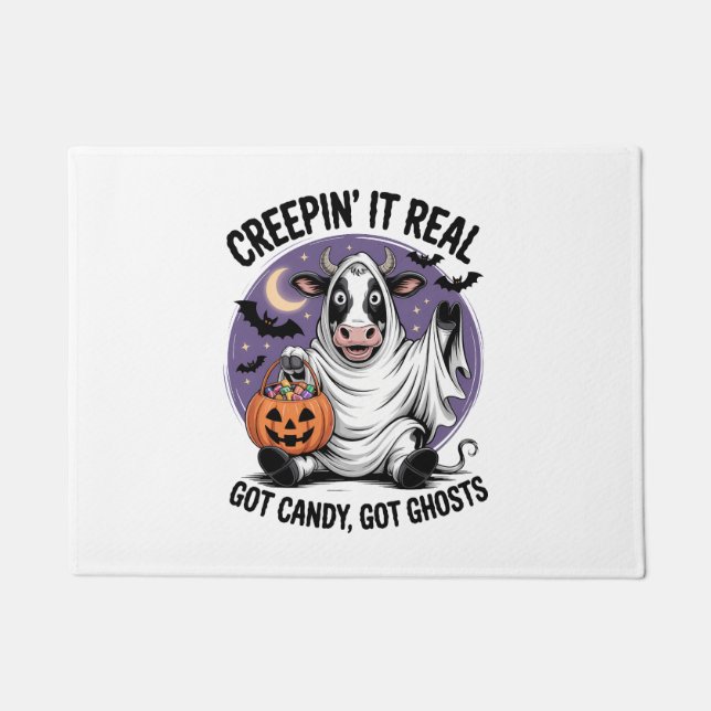 Creepin’ Cow Halloween Doormat (Front)