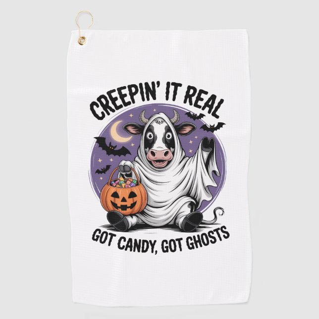 Creepin’ Cow Halloween Golf Towel (Front)