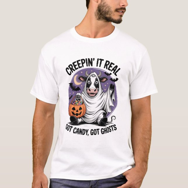 Creepin� Cow Halloween T-Shirt (Front)