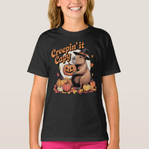 Creepin’ It Capy Halloween Capybara in Witch Hat T-Shirt