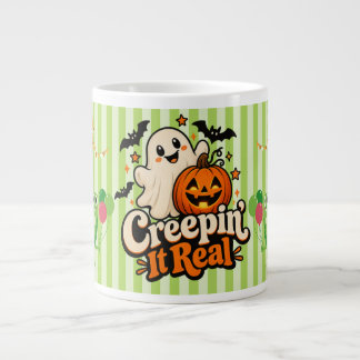 “Creepin’ It Real” Cute Halloween Gift For Kids Large Coffee Mug