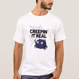 Creepin It Real Funny Halloween Spider Pun T-Shirt